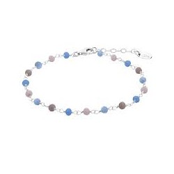 BRACCIALE LOTUS ARGENTO PERLINE AZZ BLU MARR ROSA