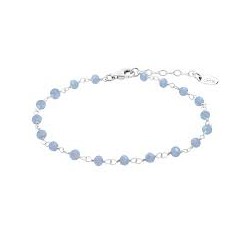 BRACCIALE LOTUS ARGENTO PERLINE AZZURRE