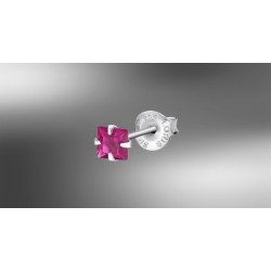 ORECCHINO SINGOLO ZIRCONE FUCSIA SILVER